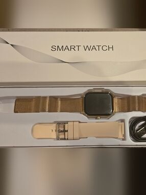 Smart Watch - Rose Gold with Beige Silicone Band